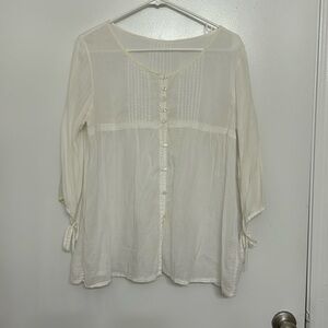 Women’s White Long Sleeve Sheer Top